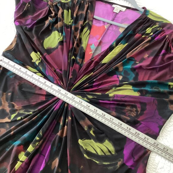 Kim Rogers Woman Dress Plus Size 20W Multi-Color Floral Print Knot Front Waterco - Picture 8 of 13